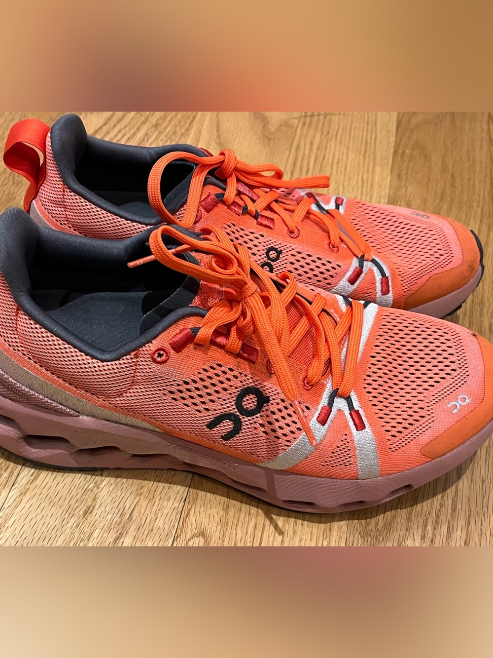 On Cloudsurfer Trail Running Shoes Womens 9 Orange Mesh Athletic Sneakers